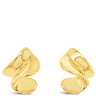Pair of gold earrings on a white background
