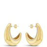 Gold hoop earrings on a white background