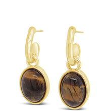 Absolute Gold Large Tigers Eye Pendant Drop Earrings