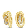 Gold hoop earrings on a white background