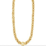 Gold chain necklace on a white background