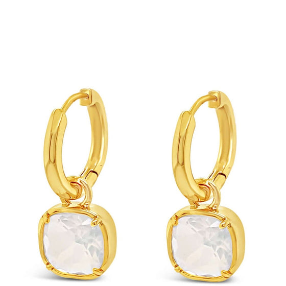 Absolute Gold Opal Square Pendant Hoop Earrings