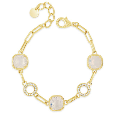 Absolute Gold & Opal Square Pendant Link Bracelet