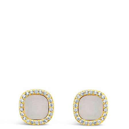 Absolute Gold & Opal Square Stud Earrings