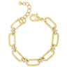 Gold chain bracelet with a clasp on a white background