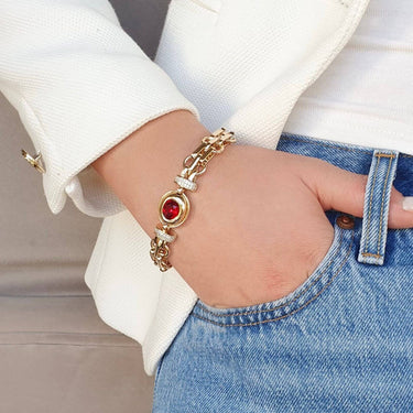 Absolute Gold Oval Pendant Bracelet - Siam