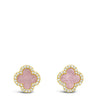 Pair of pink earrings on a white background