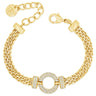 Gold bracelet with interlocking rings on a white background
