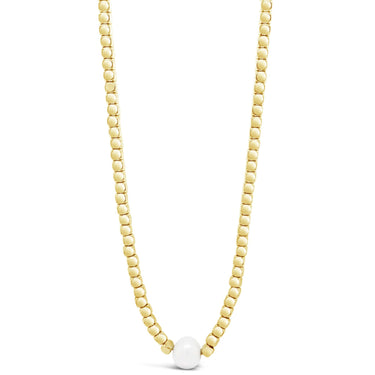 Absolute Gold & Pearl Dainty Cube Necklace