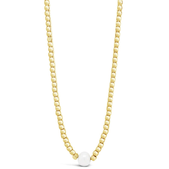 Absolute Gold & Pearl Dainty Cube Necklace