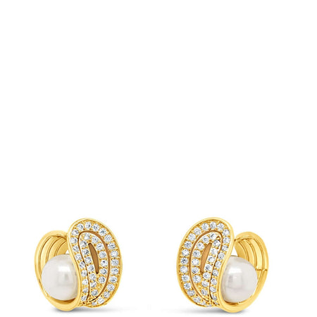 Absolute Gold Pearl Dressy Stud Earrings