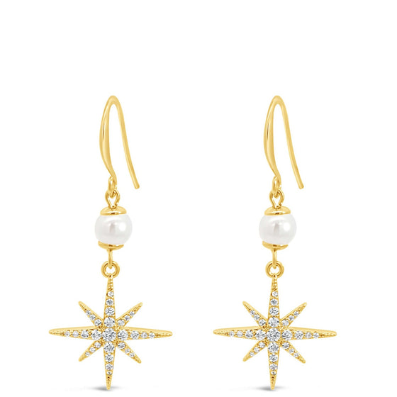 Absolute Gold & Pearl Star Drop Earrings