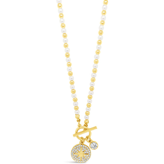 Absolute Gold & Pearl TBar Necklace