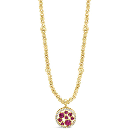 Absolute Gold & Pink Crystal Pendant Beaded Necklace