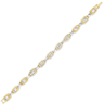 Gold bracelet with clear gemstones on a white background