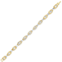 Gold bracelet with clear gemstones on a white background