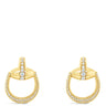 Gold hoop earrings on a white background