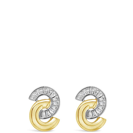 Absolute Gold Small Baguette Entwined Stud Earrings