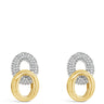Pair of gold and silver earrings on a white background
