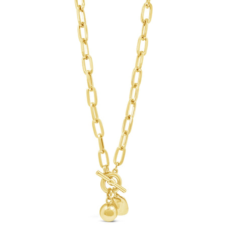 Absolute Gold Sphere & Heart Oval Link Necklace