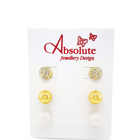 Absolute Gold Sphere Stud Earrings (3 Pairs)