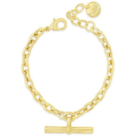 Absolute Gold T Bar Oval Link Bracelet