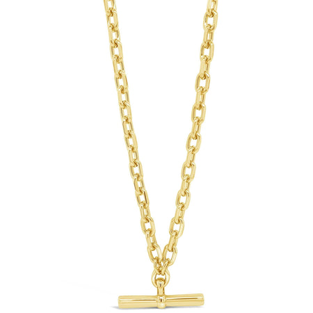 Absolute Gold T Bar Oval Link Necklace