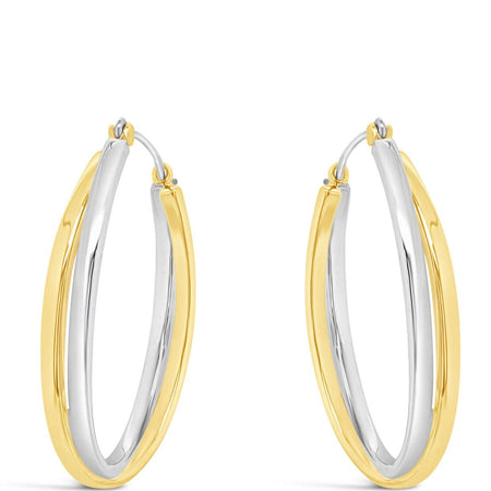 Absolute Gold Two Tone Large Oval Hoop Earrings