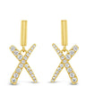Gold 'X' shaped earrings on a white background
