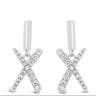 Silver X-shaped earrings on a white background
