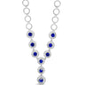 Absolute Midnight Blue Halo Design Silver Circles Necklace