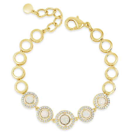 Absolute Opal Halo Design Gold Circles Bracelet