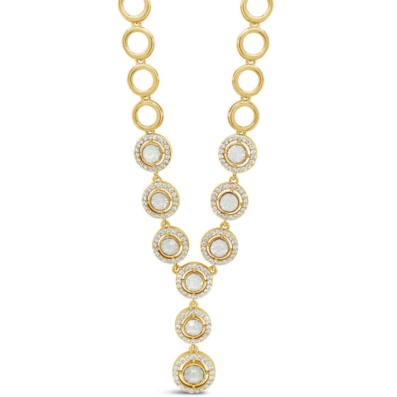 Absolute Opal Halo Design Gold Circles Necklace