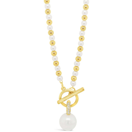 Absolute Pearl Beaded TBar Necklace
