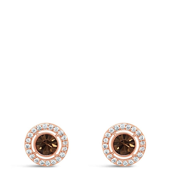 Absolute Rose Gold & Bronze Halo Stud Earrings