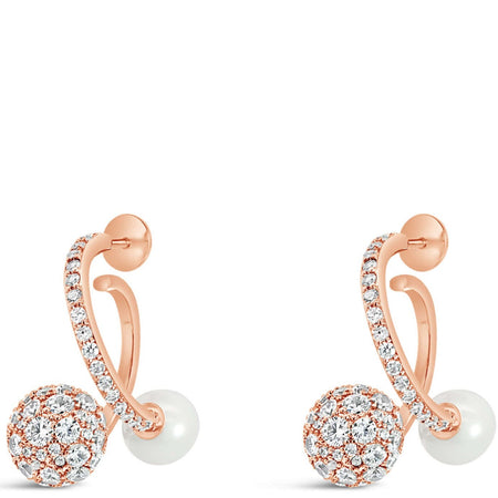 Absolute Rose Gold Pearl & Sphere Hoop Earrings