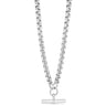 Silver necklace with a clasp on a white background