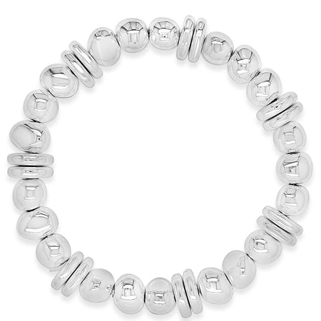 Absolute Silver Chunky Bead Stretch Bracelet