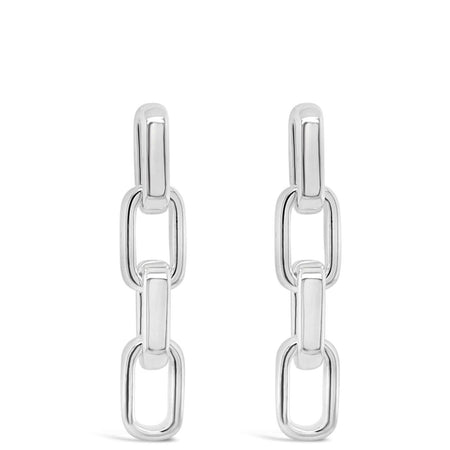 Absolute Silver Chunky Rectangle Link Earrings