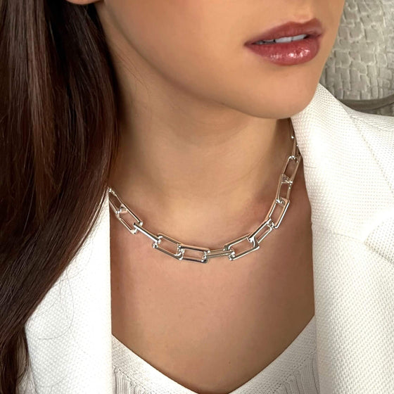 absolute-silver-chunky-rectangle-link-necklace-n2335sl