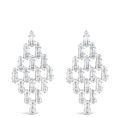 Absolute Silver & Clear Crystal Baguette Chandelier Earrings