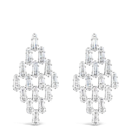 Absolute Silver & Clear Crystal Baguette Chandelier Earrings
