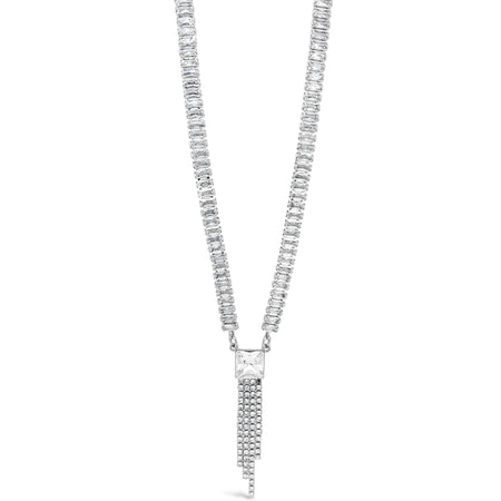 Absolute Silver & Clear Crystal Baguette Chandelier Necklace