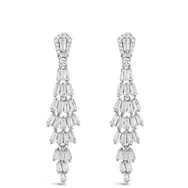 Absolute Silver & Clear Crystal Baguette Small Chandelier Earrings