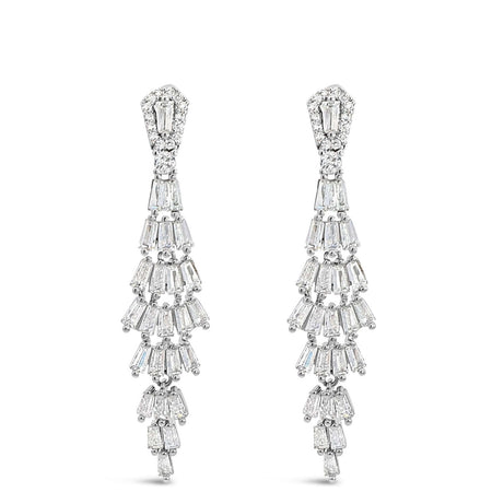 Absolute Silver & Clear Crystal Baguette Small Chandelier Earrings