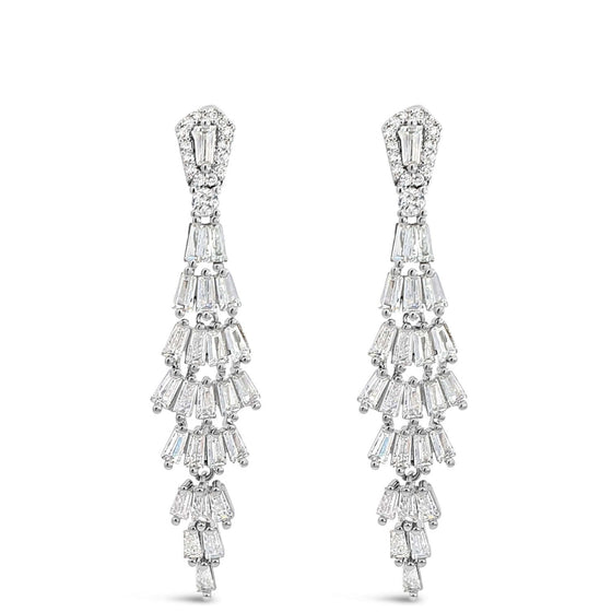 Absolute Silver & Clear Crystal Baguette Small Chandelier Earrings