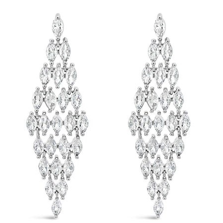 Absolute Silver & Clear Crystal Oval Baguette Chandelier Earrings