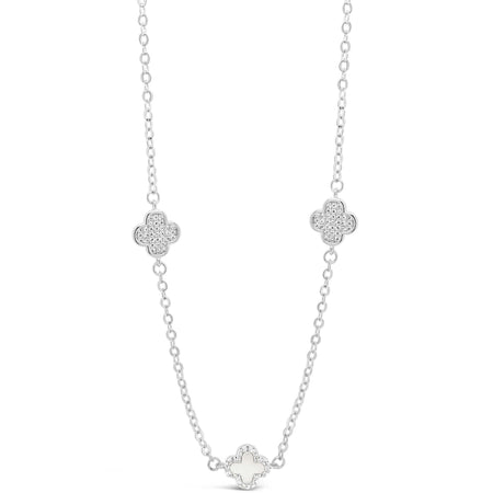 Absolute Silver Clover Short Length Necklace - Mother Of Pearl