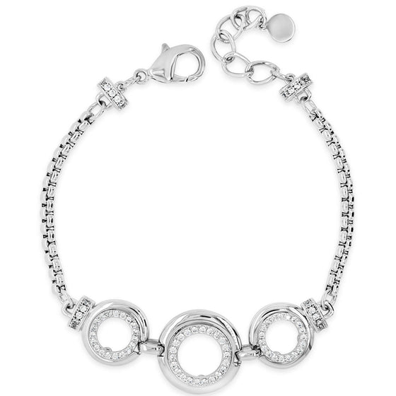 Absolute Silver & Crystal Circle Faceted Bracelet