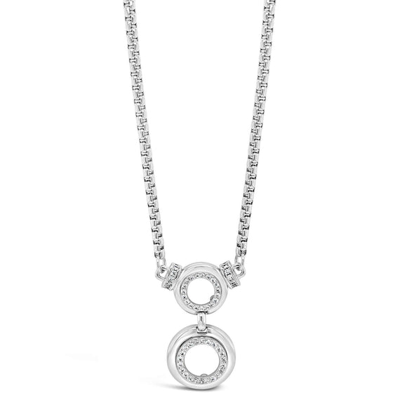 Absolute Silver & Crystal Circles Pendant Faceted Necklace